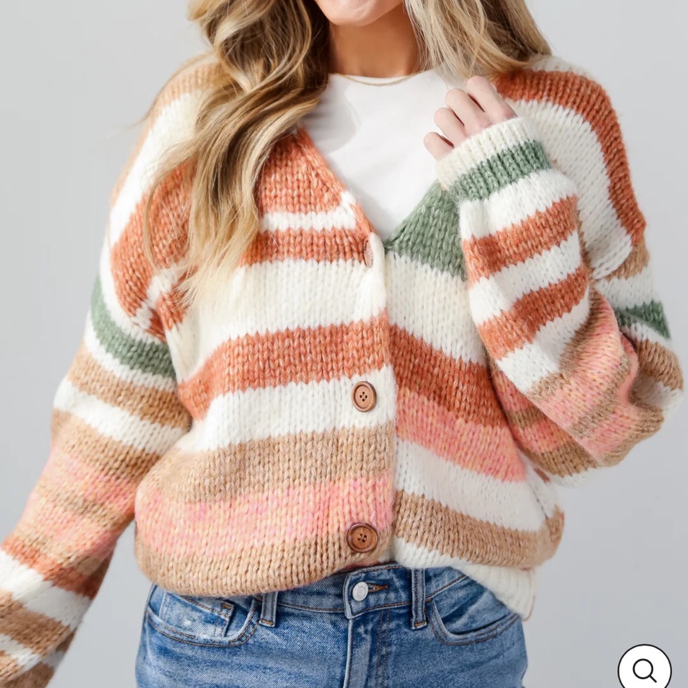 Striped Oversized Sweater Cardigan